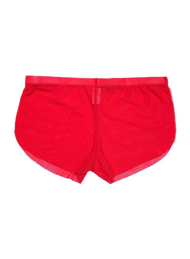 Solid Low Rise Split Boxers Red