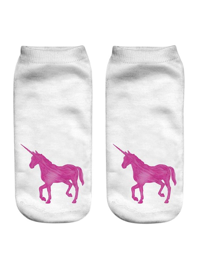 Unicorn Printed Socks White/Pink