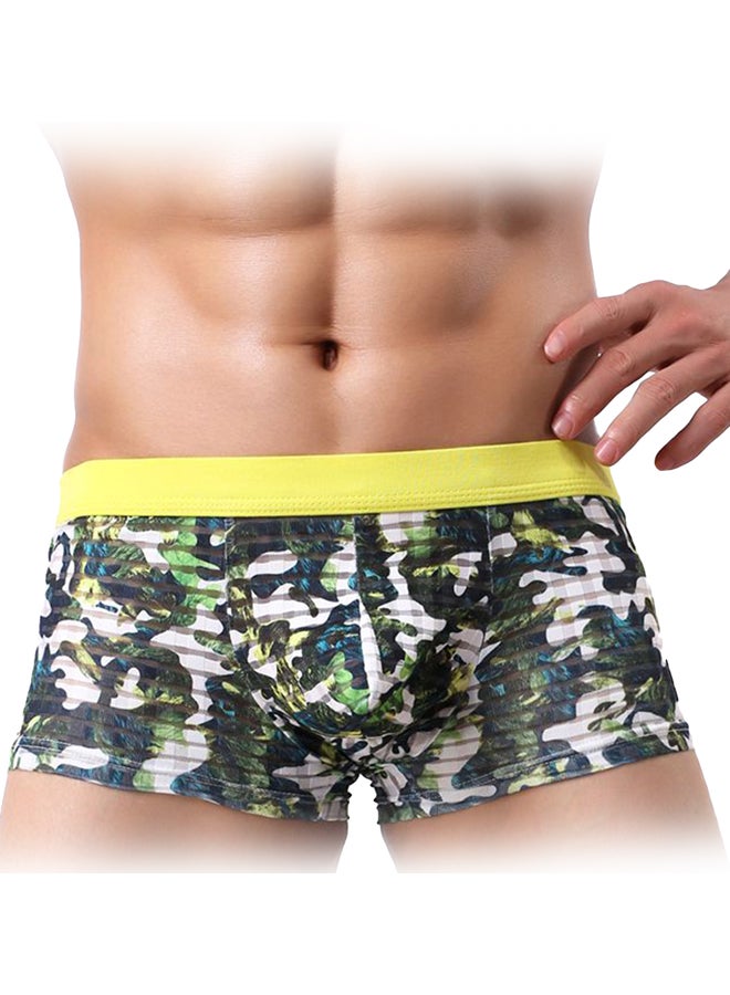 Elastic Camouflage Pattern Boxers Camouflage Green