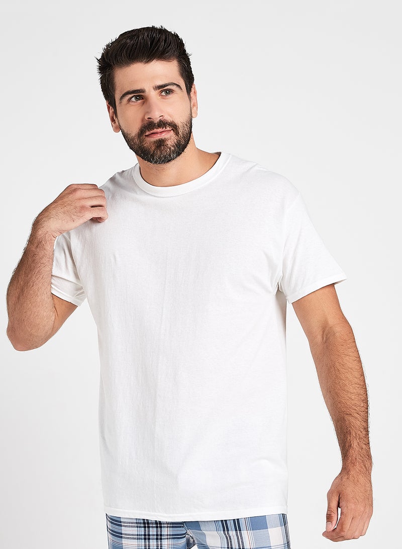 3-Piece Cotton Short Sleeves Undershirt White