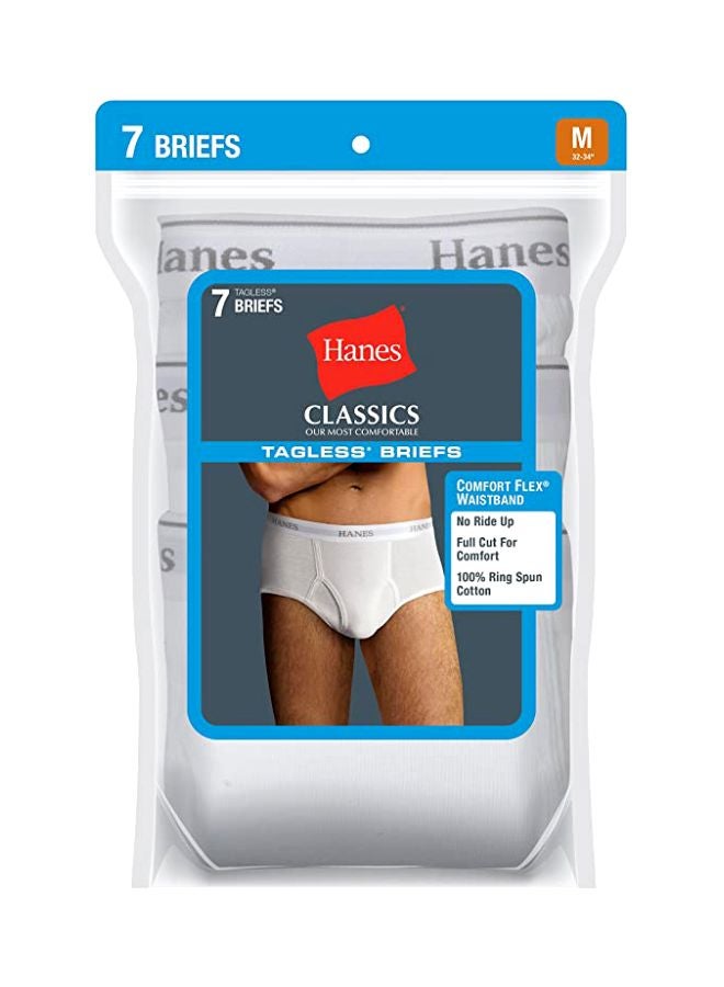 Pack Of 7 Ultimate Full-Cut Pre Shrunk Briefs White