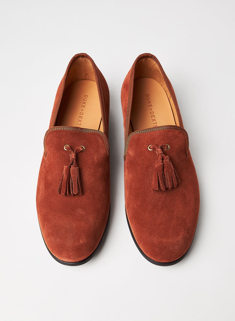 Tassel Suede Loafers Brown