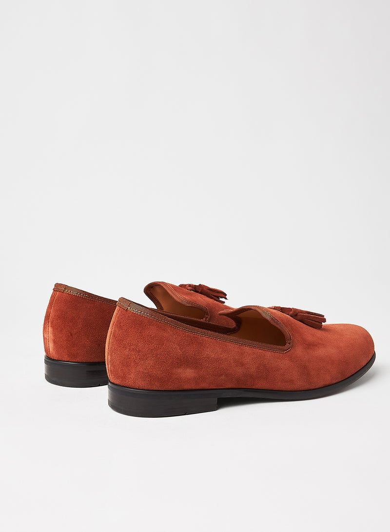 Tassel Suede Loafers Brown