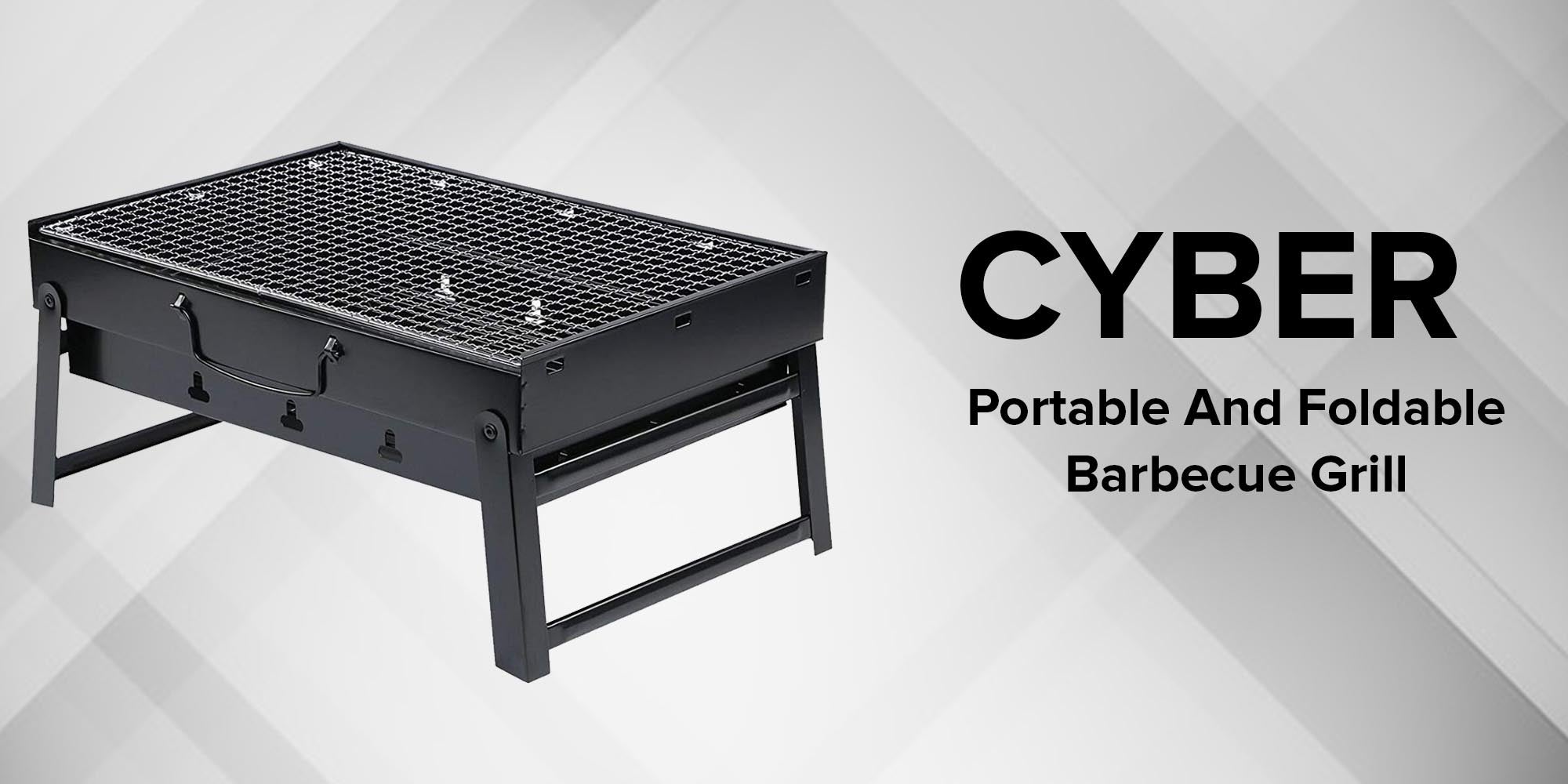 Portable And Foldable Barbecue Grill Black/Silver 36x29x7.5cm