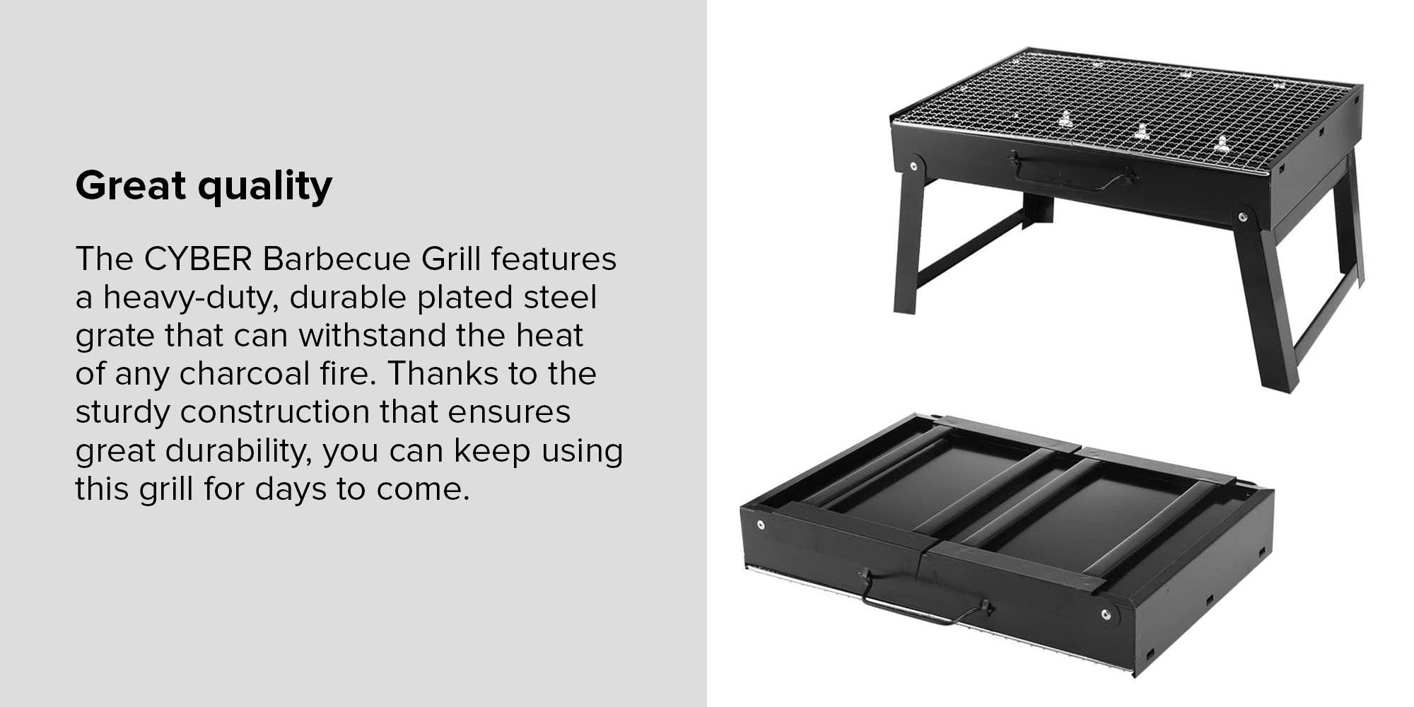 Portable And Foldable Barbecue Grill Black/Silver 36x29x7.5cm