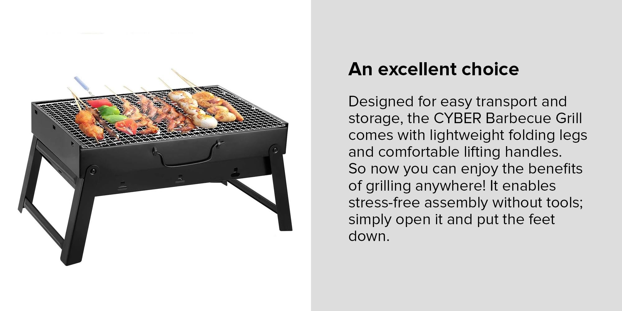 Portable And Foldable Barbecue Grill Black/Silver 36x29x7.5cm