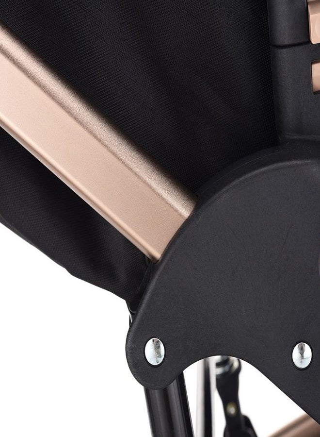 3 In 1 Pram Stroller Sleeping Bassinet Extra Wide Seat With Wide Canopy - Black