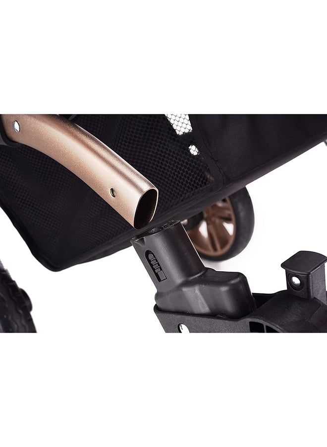 3 In 1 Pram Stroller Sleeping Bassinet Extra Wide Seat With Wide Canopy - Black