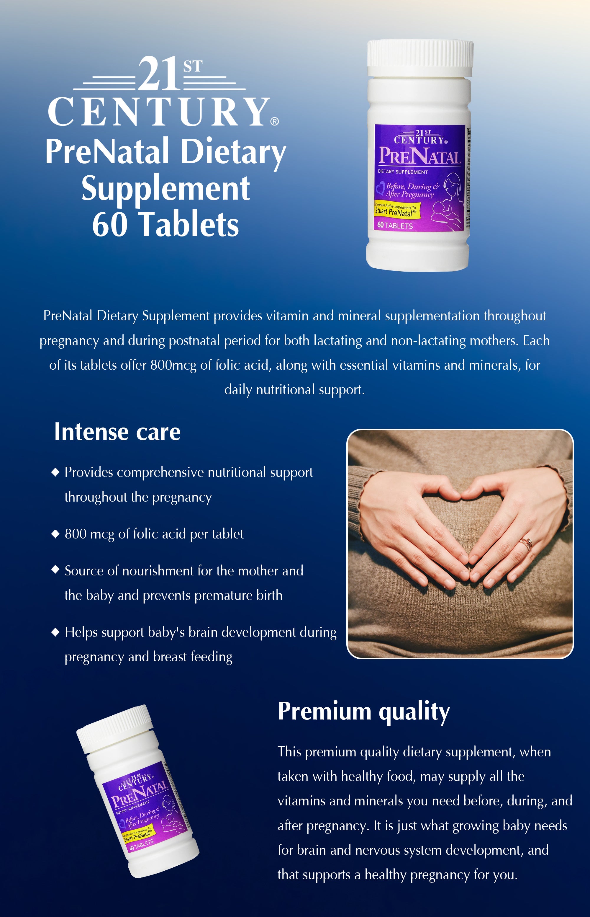 PreNatal With Folic Acid - 60 Tablets