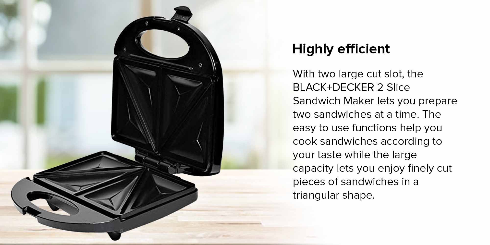 2 Slice Sandwich Maker 600W 600.0 W TS1000-B5 Black