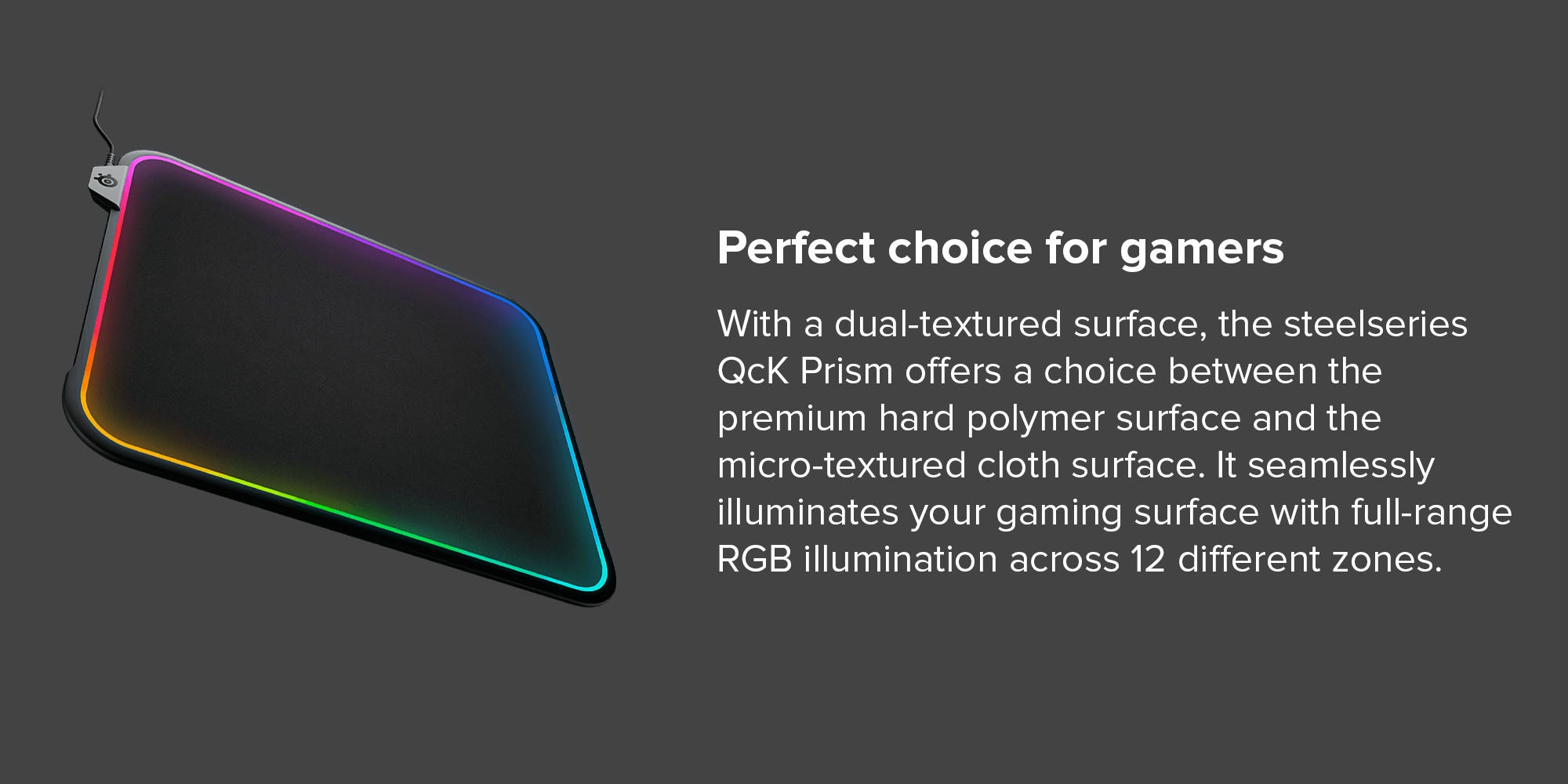 Steelseries QcK Prism Gaming Mouse Pad 360-Degree 12 Zone Prism RGB Illumination