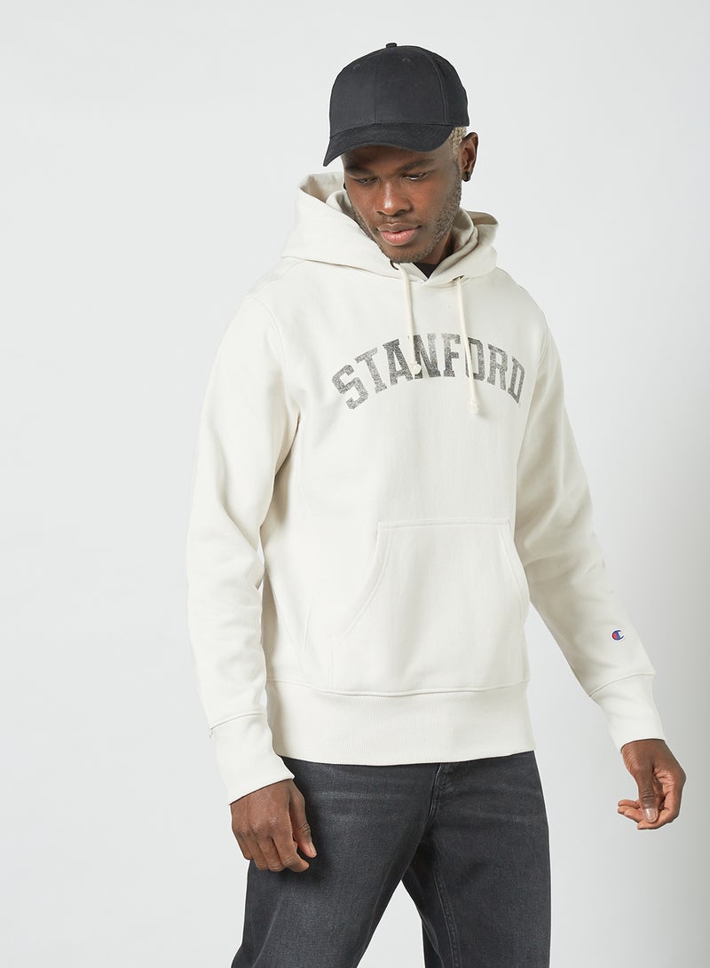 College Reverse Weave Hoodie White