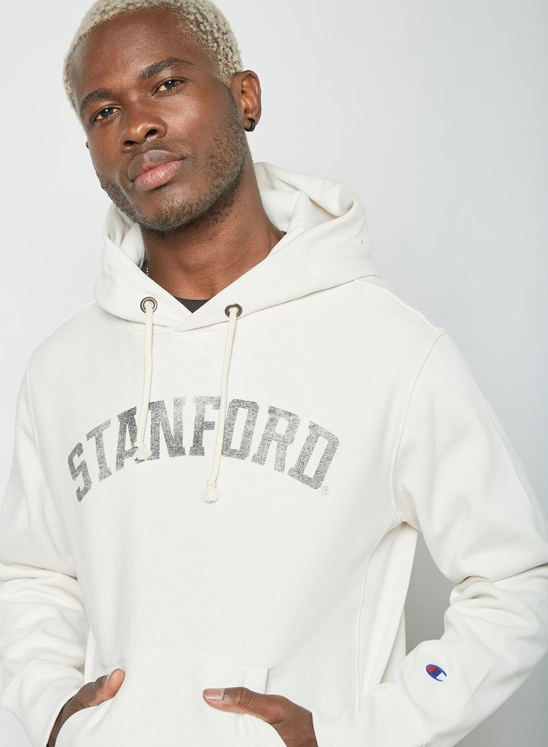 College Reverse Weave Hoodie White