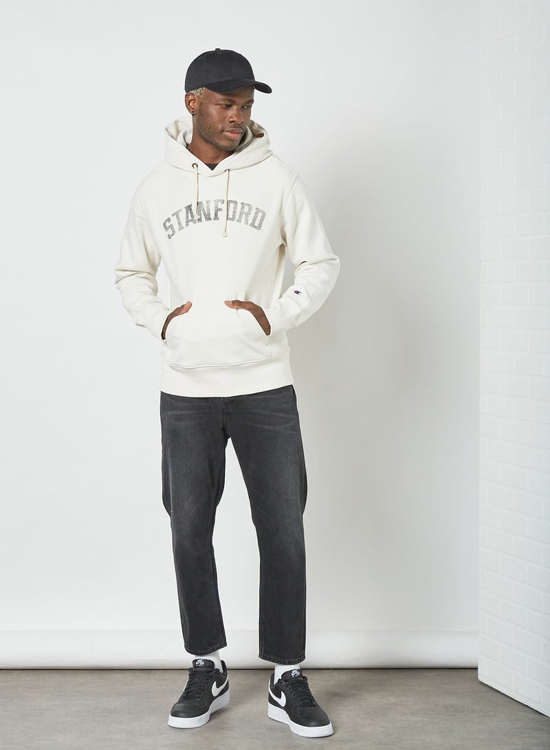 College Reverse Weave Hoodie White