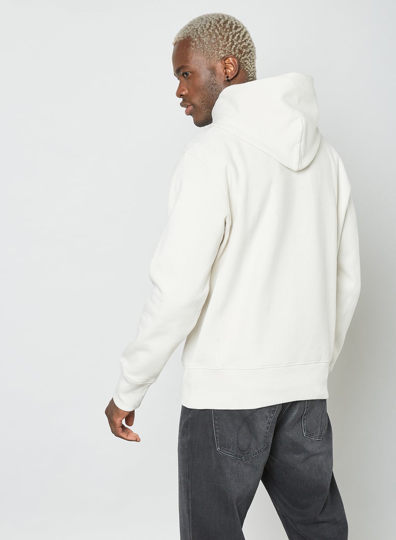 College Reverse Weave Hoodie White