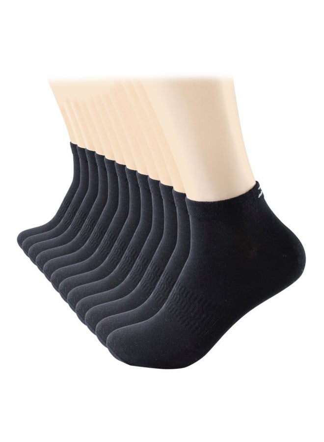 12 Pairs Of Solid Ankle Length Socks Black