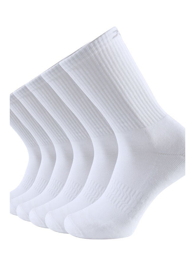 Pair Of 6 Solid Color Comfortable Socks White