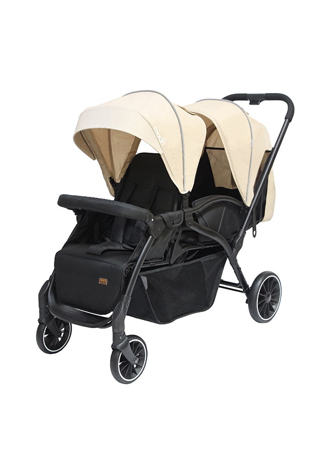 Dois - Twin Stroller - Beige, Twin Baby Stroller Pram