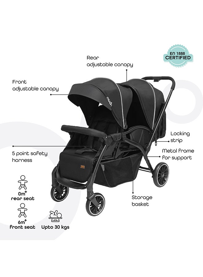 Dois - Twin Stroller - Black, Twin Baby Stroller Pram