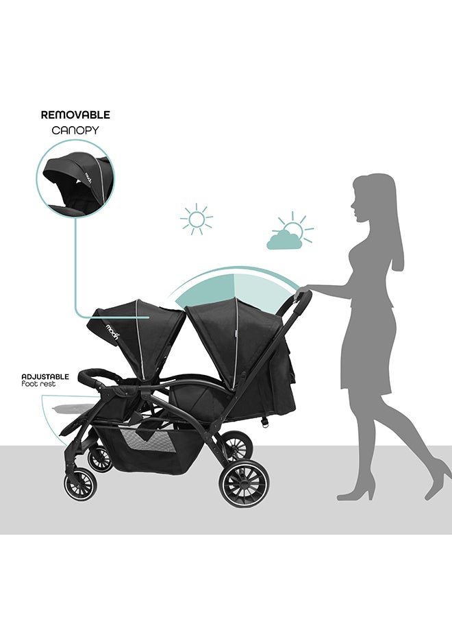 Dois - Twin Stroller - Black, Twin Baby Stroller Pram