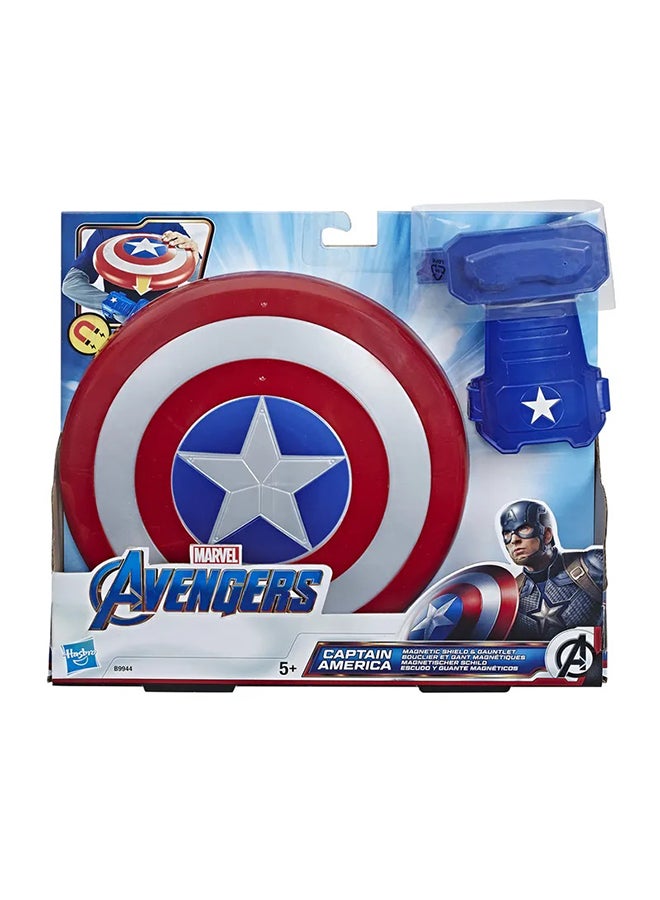 Marvel Avengers Captain America Magnetic Shield & Gauntlet - Movie-Inspired Action Toy, Avengers RolePlay Set, Throw Shield Like a Disc, for Kids Ages 5+