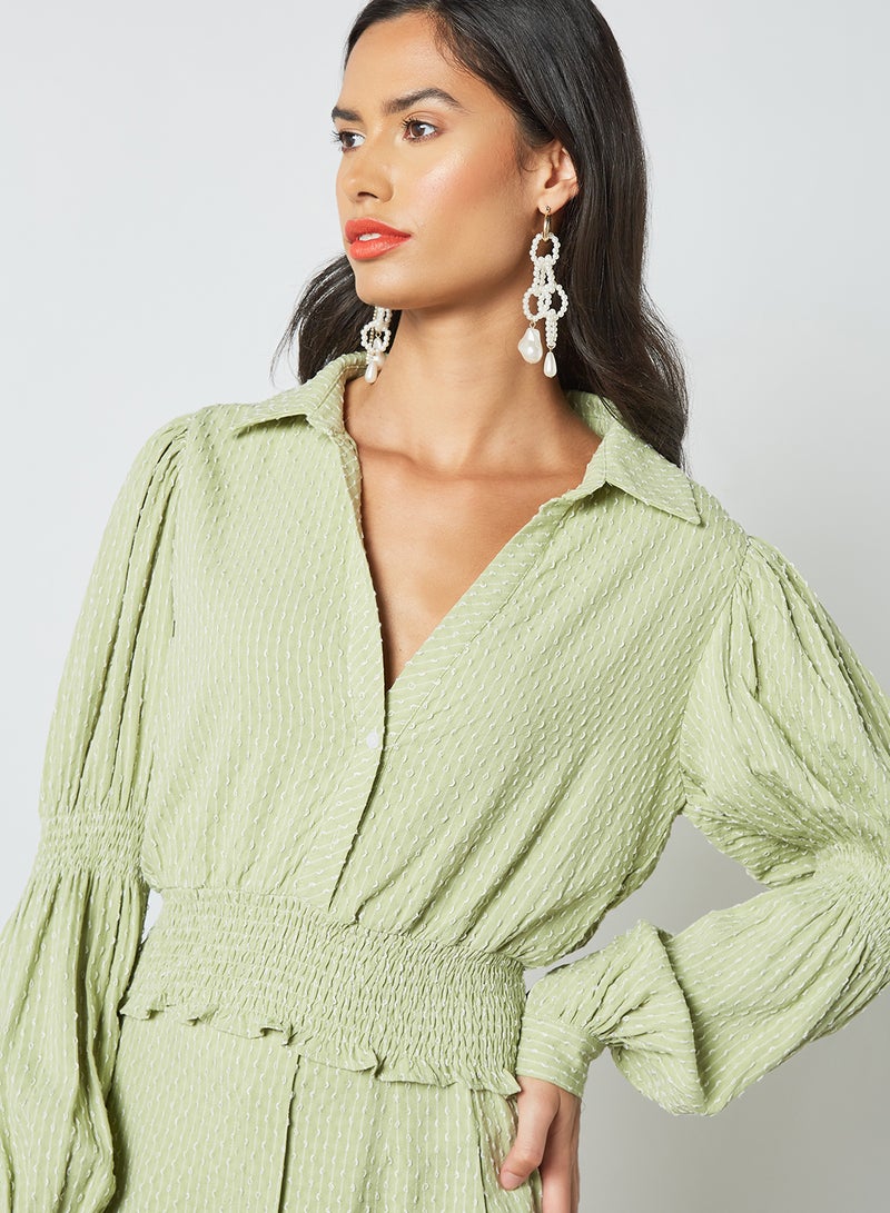 Textured Shirred Top Green