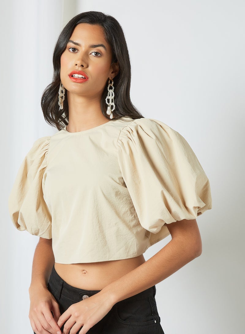 Open Back Cropped Top Cream