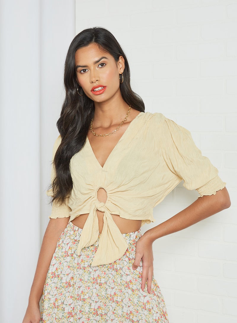 Knotted Front Top Yellow
