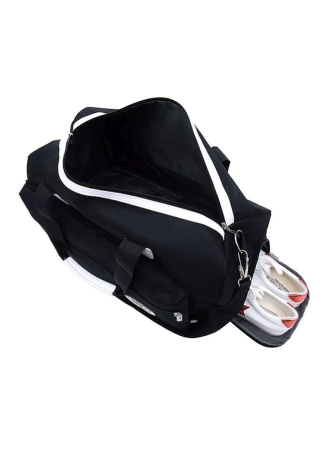 Zipper Closure Duffel Bag Black
