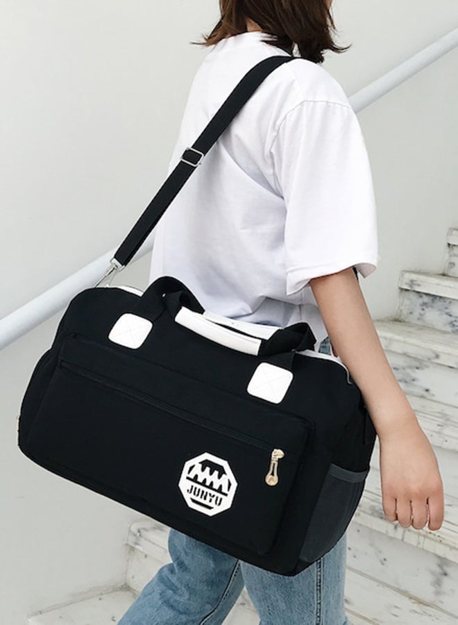 Zipper Closure Duffel Bag Black