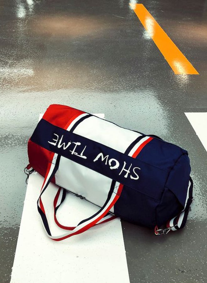 Colourblock Pattern Duffel Bag Blue/White/Red