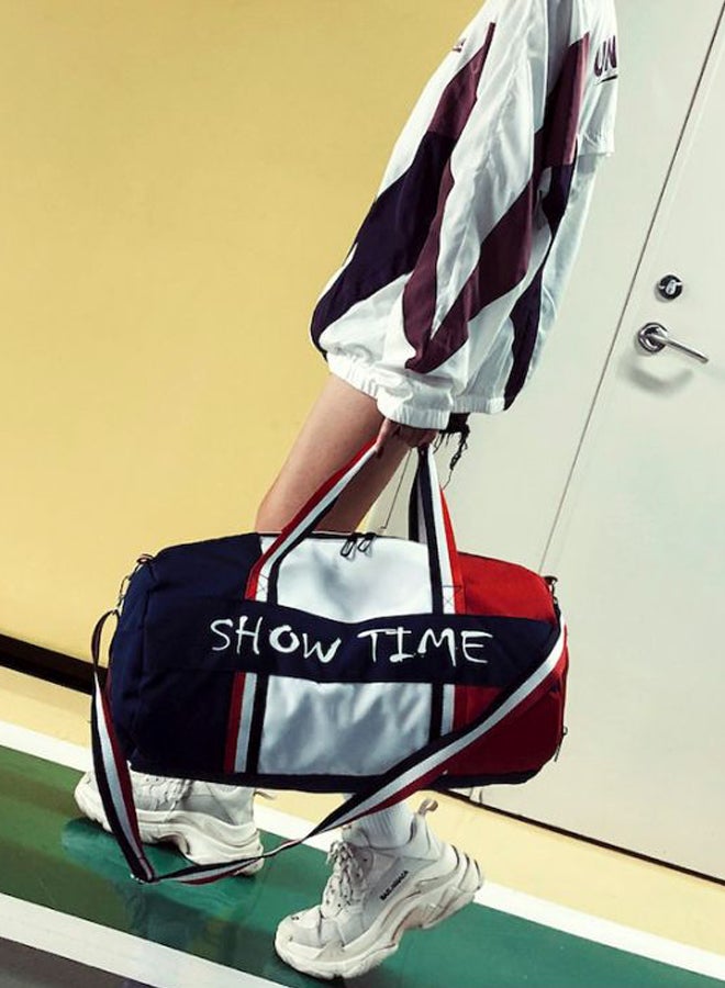 Colourblock Pattern Duffel Bag Blue/White/Red