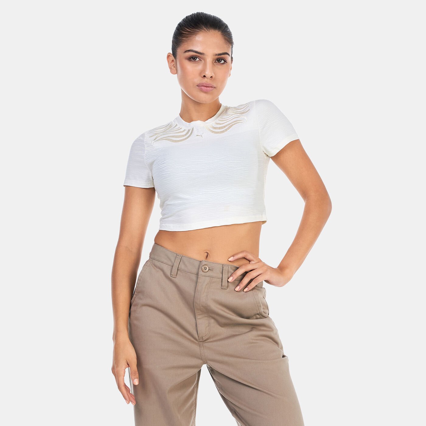 Women's Snow Tiger Cropped T-shirt