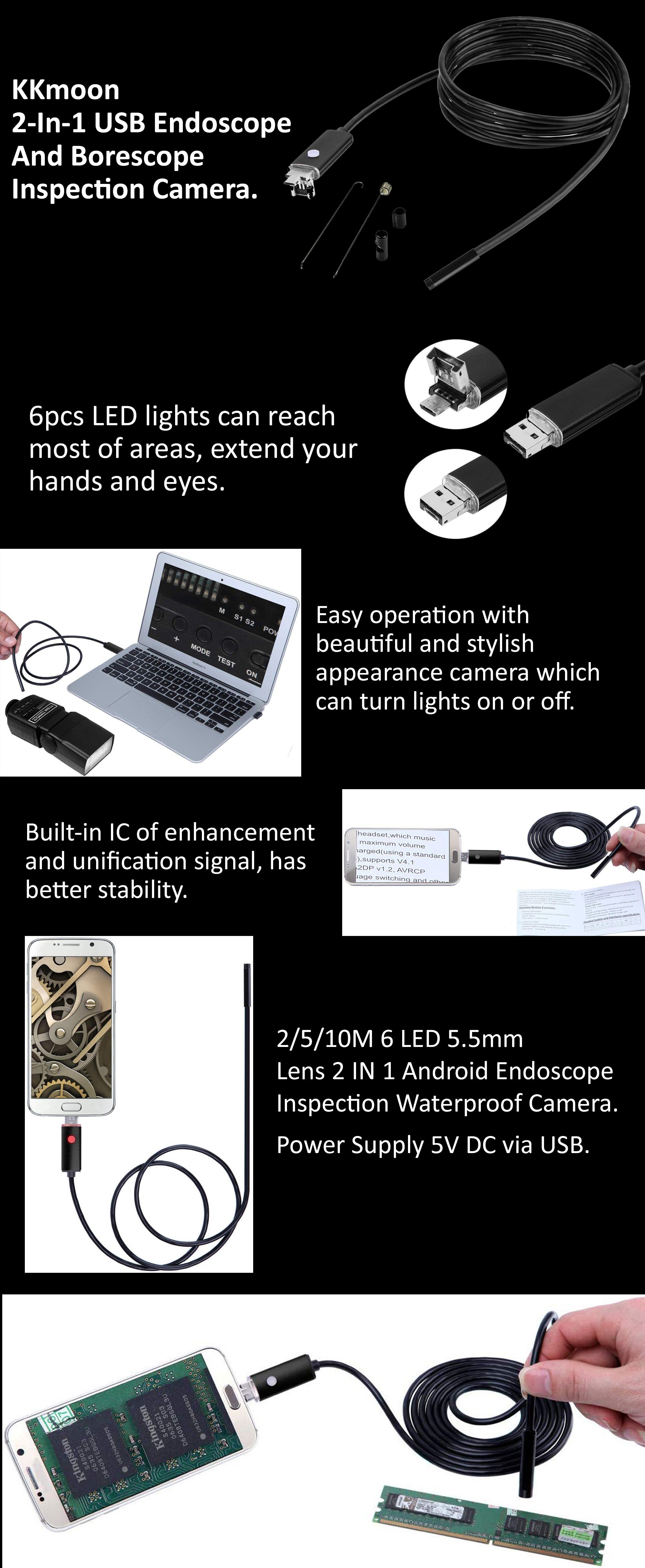 2-In-1 USB Endoscope And Borescope Inspection Camera