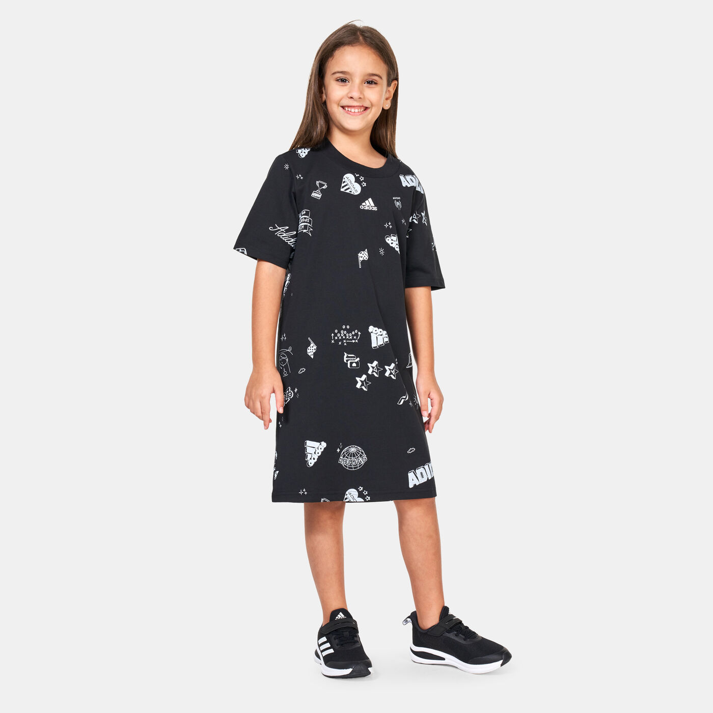 Kids' Brand Love Allover Print Dress