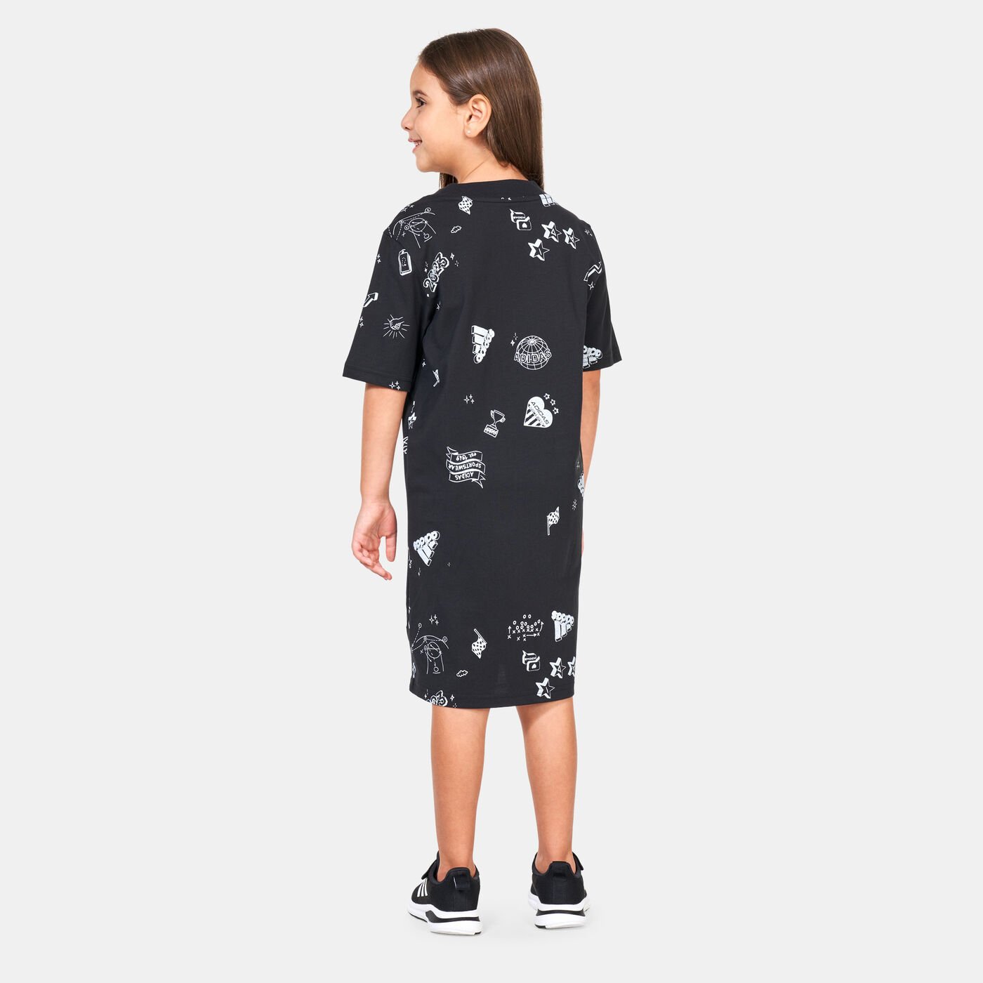 Kids' Brand Love Allover Print Dress