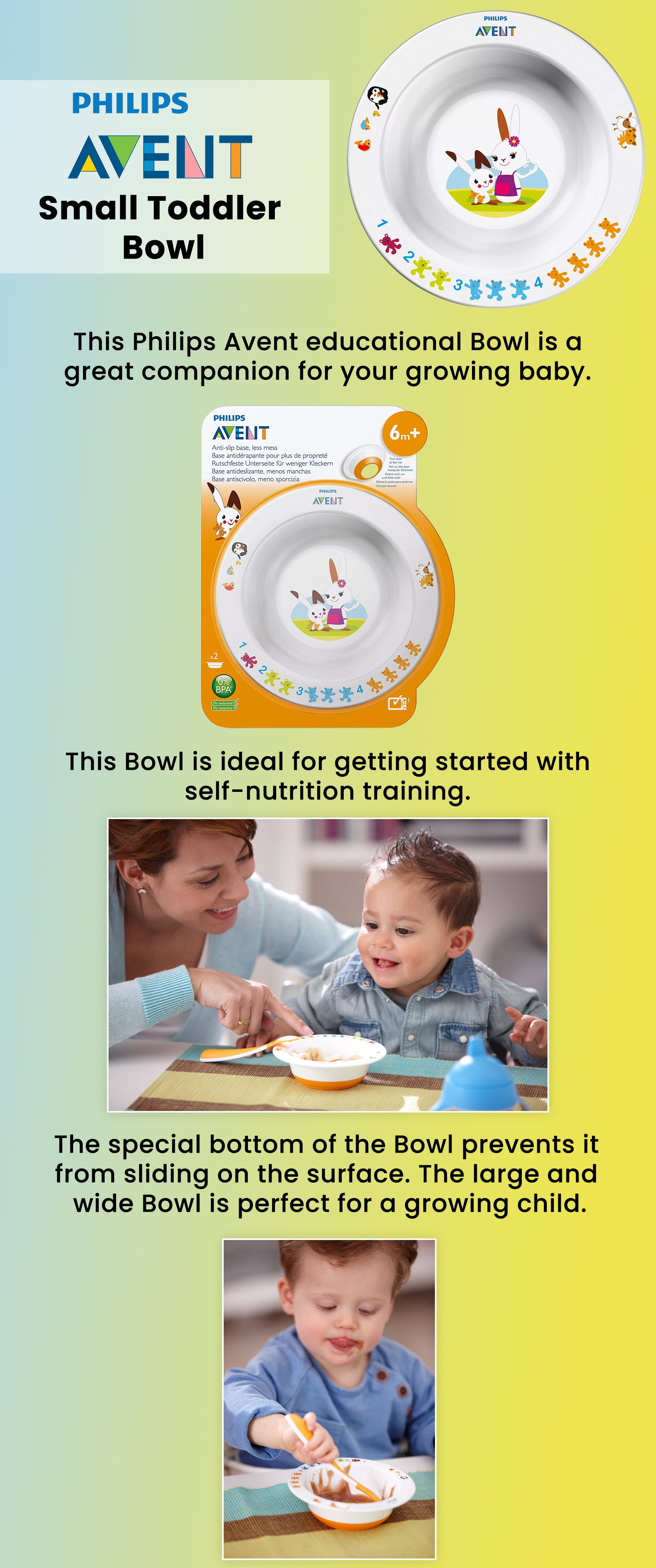 Toddler Bowl - White/Blue/Green