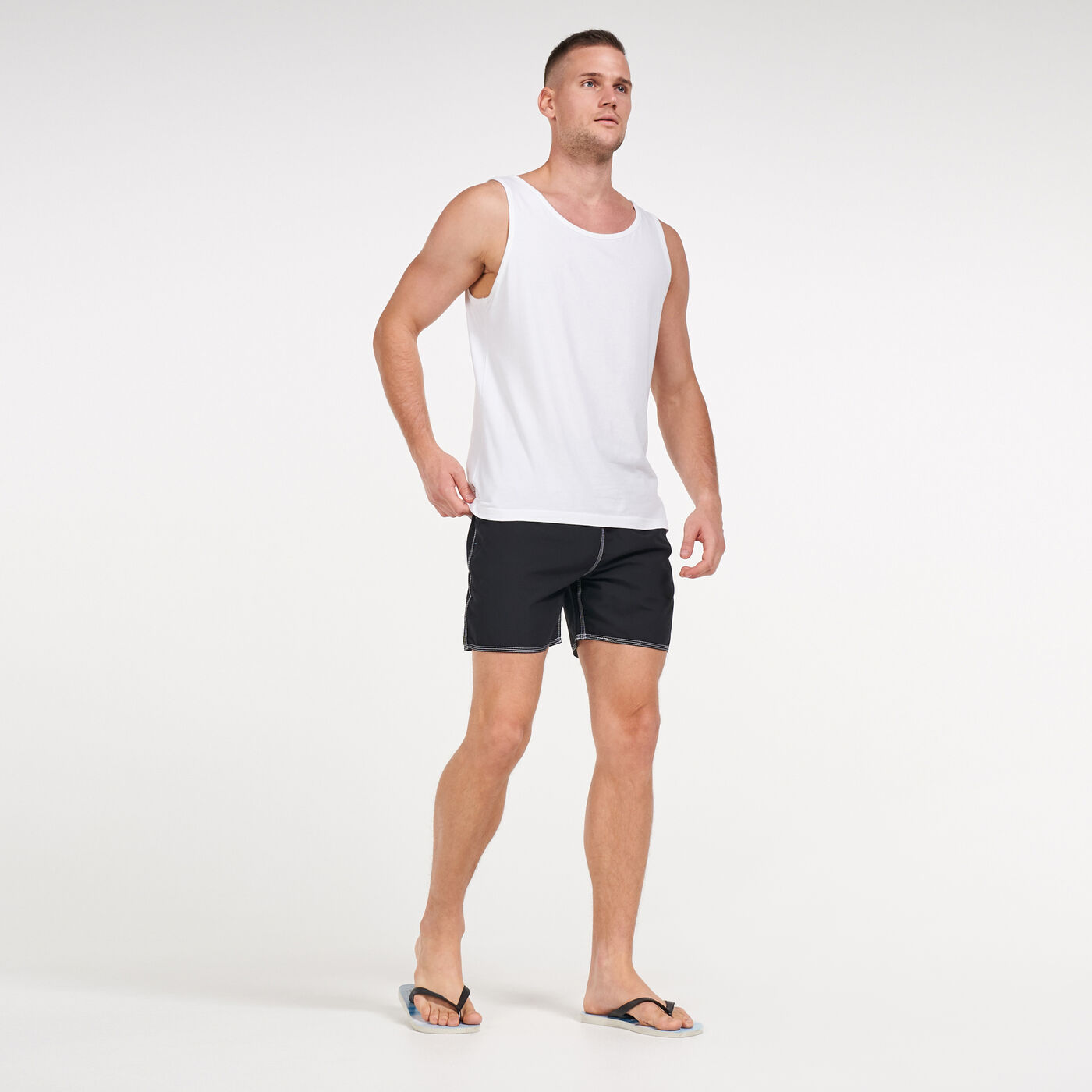 Men's Solid Boxer Swim Shorts