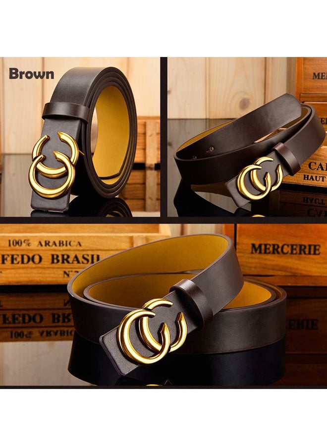 PU Leather Belt With Double C Buckle Brown/Gold