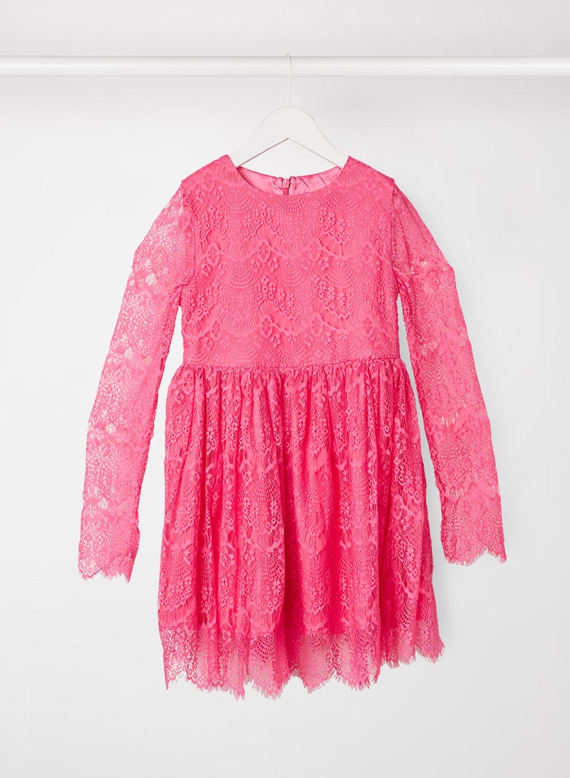 Kids/Teen Gertrude Lace Dress Fuschia
