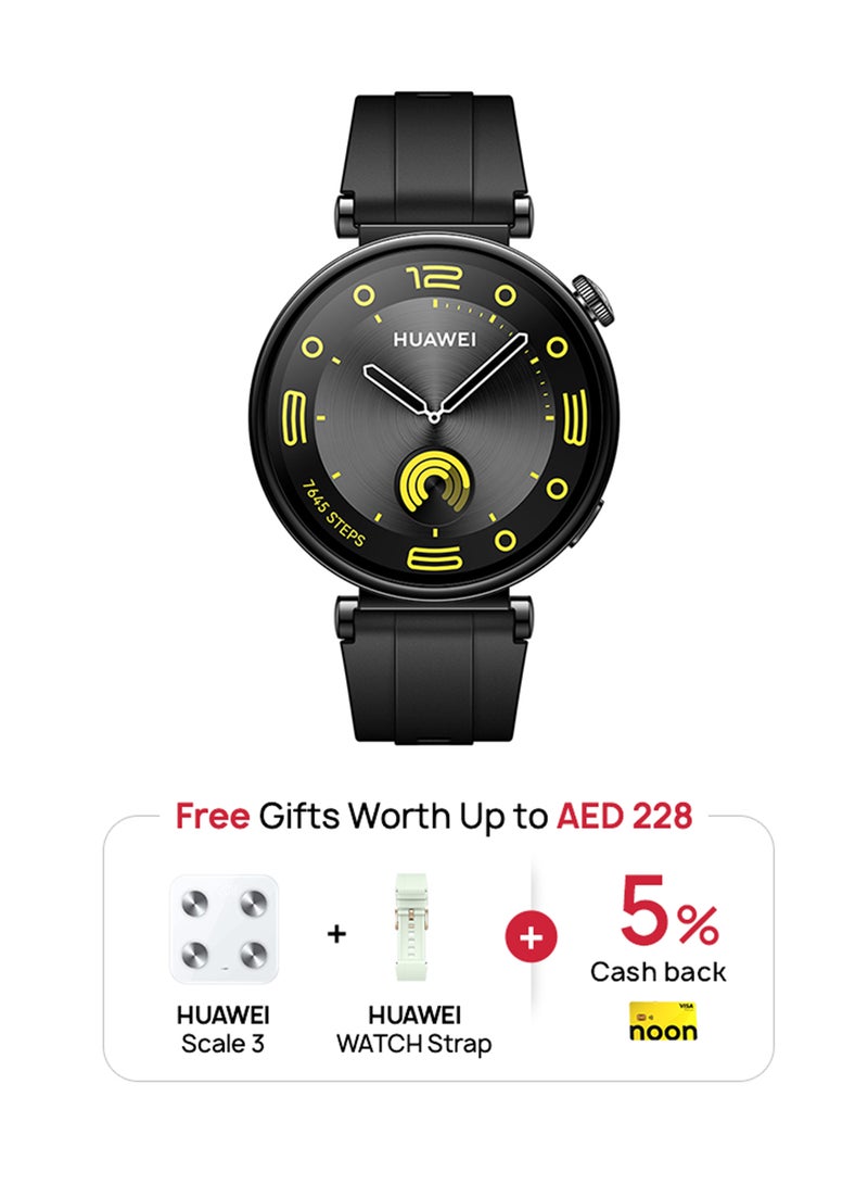 Watch GT4 41mm Smartwatch, + Scale3 + Strap, 7-Day Battery Life, Pulse Wave Analysis, Female Health Management 3.0, 24/7 Health Monitoring, Compatible With Andriod And iOS Black