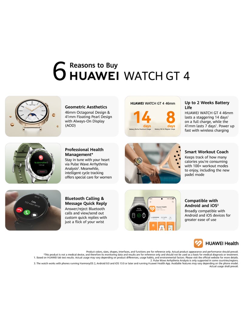 Watch GT4 41mm Smartwatch, + Scale3 + Strap, 7-Day Battery Life, Pulse Wave Analysis, Female Health Management 3.0, 24/7 Health Monitoring, Compatible With Andriod And iOS Black