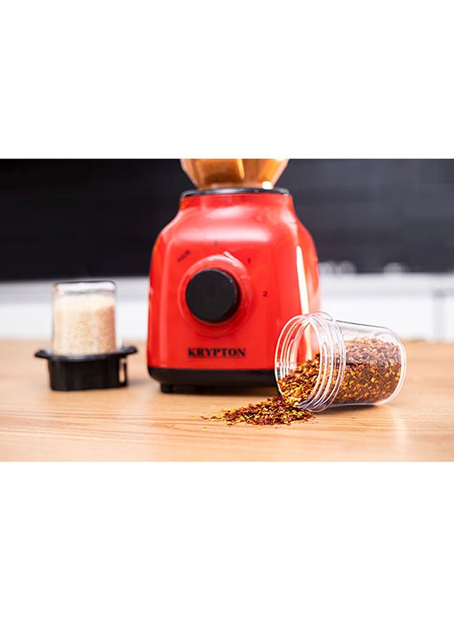 3 In 1 Multi-Functional Blender with 2-Speed Settings for Smoothies, Juicing, Blending, Grinding & Chopping, Unbreakable PC Jar, Speed Control with Pulse, Stainless Steel Cutting Blade & Over Heat Protection 1.5 L 400 W KNB6212 Red