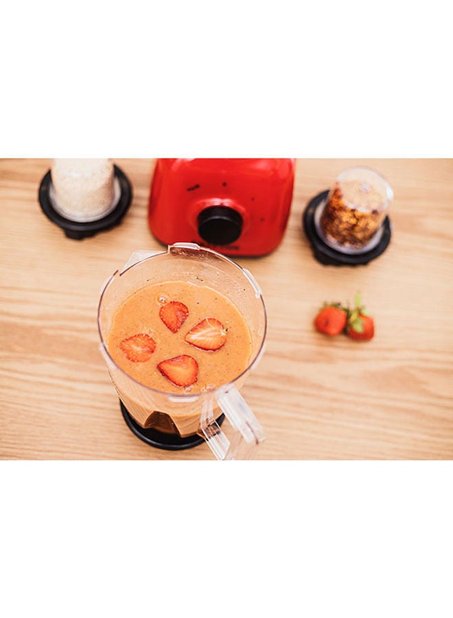 3 In 1 Multi-Functional Blender with 2-Speed Settings for Smoothies, Juicing, Blending, Grinding & Chopping, Unbreakable PC Jar, Speed Control with Pulse, Stainless Steel Cutting Blade & Over Heat Protection 1.5 L 400 W KNB6212 Red