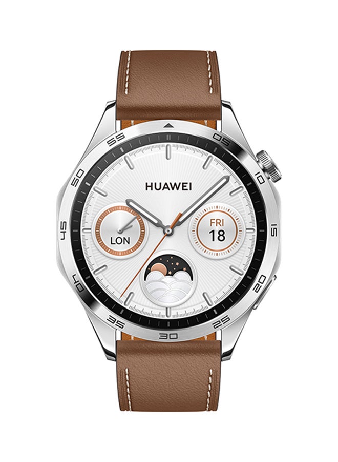 WATCH GT 4 46mm Smartwatch, 14 Days Battery Life, Science-based Calorie Management, Dual-Band Five-System GNSS Position, Pulse Wave Arrhythmia Analysis, Heart Rate Monitor, Android & iOS Brown