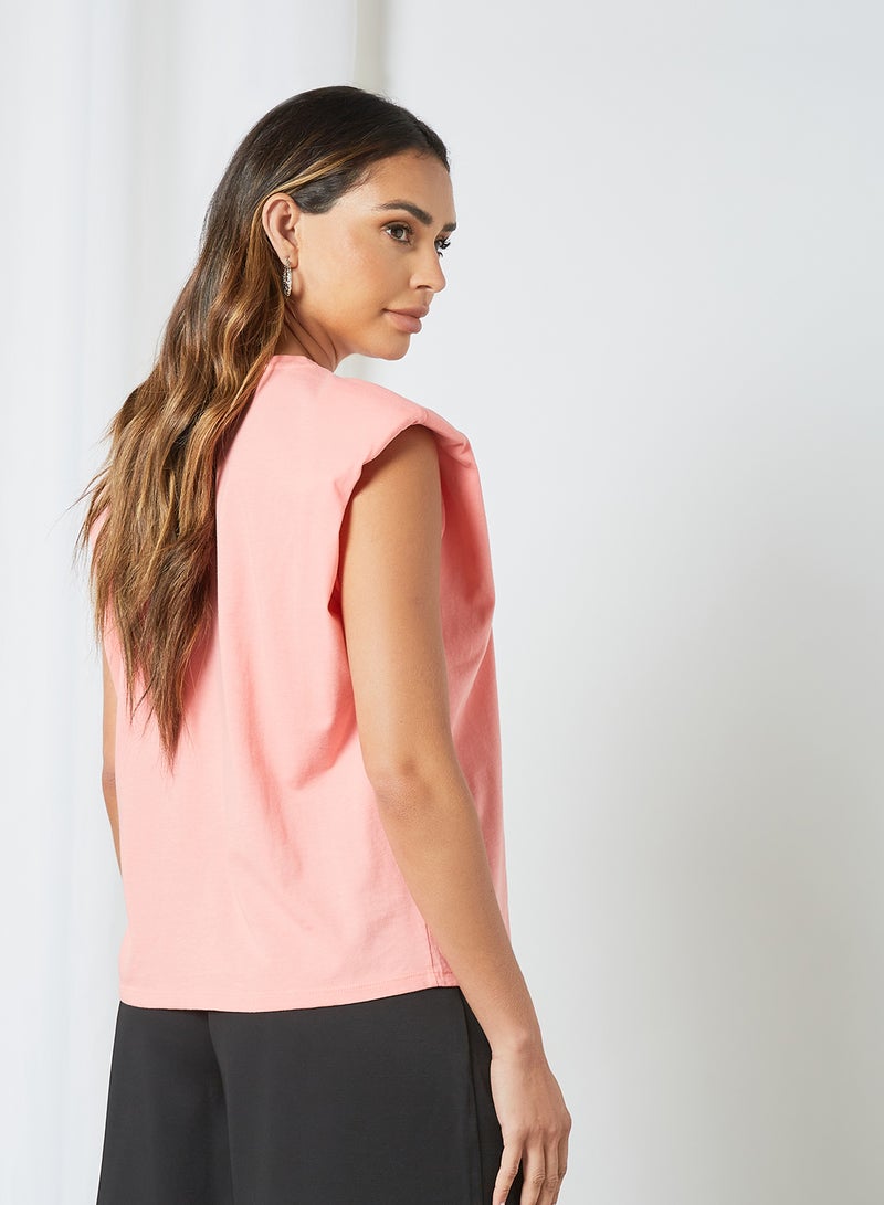 Padded Shoulder Top Geranium Pink
