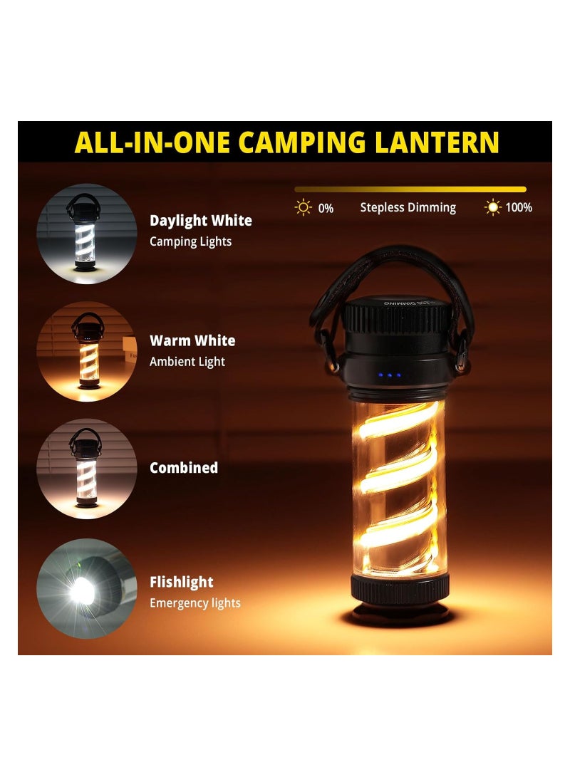 LED Camping Lantern Rechargeable - Portable Flashlight Lanterns with 1000LM IPX5 Waterproof Survival Kit Emergency Tent Light for Indoor Outdoor Hurricane Hiking Fishing Home Power Outages