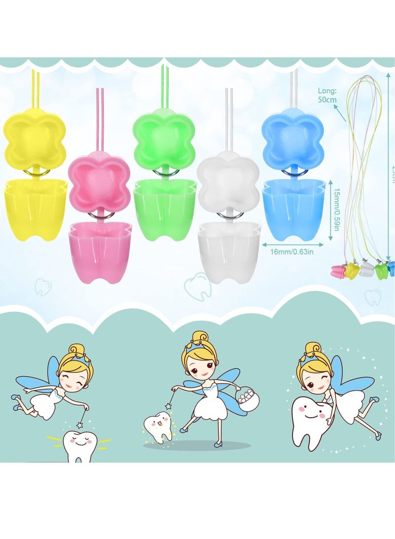 30 Pcs Lost Teeth Saver Necklace Organizer for Lost Teeth, Lovely Baby Milk Tooth Fairy Storage Box, Children Teeth Save Box for Lost Teeth Storage Box, Children's Day Gifts