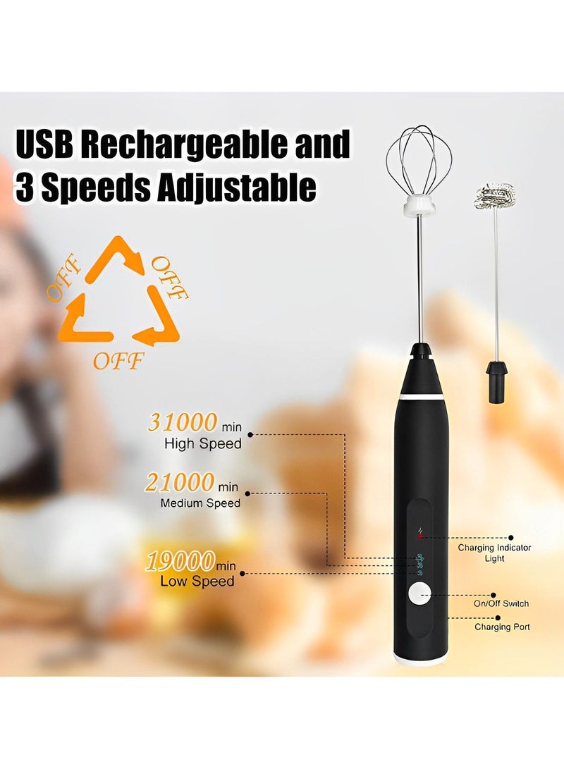 Rechargeable Electric Milk Frother 3 Speeds Handheld Electric Milk Portable Mini Frother