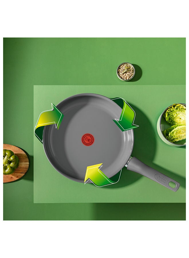 Tefal Renewal Frying Pan 24 Cm Non-Stick Ceramic Coating Eco-Designed Recycled Fry Pan Healthy Cooking Thermo-Signal™ Safe Cookware Made In France All Stovetops Including Induction